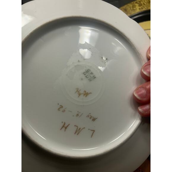 Antique Rosenthal Handpainted Floral Gold Pink Dish Gilt Scallop Plate Dish 1892 - Picture 4 of 6